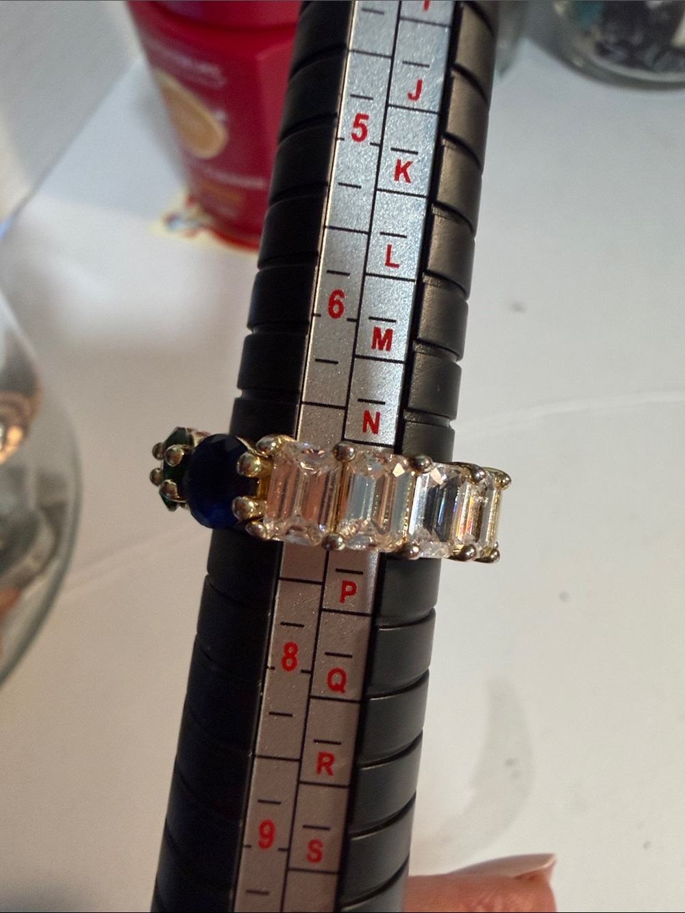 Gold-Plated Sapphire and Clear CZ Statement Ring
